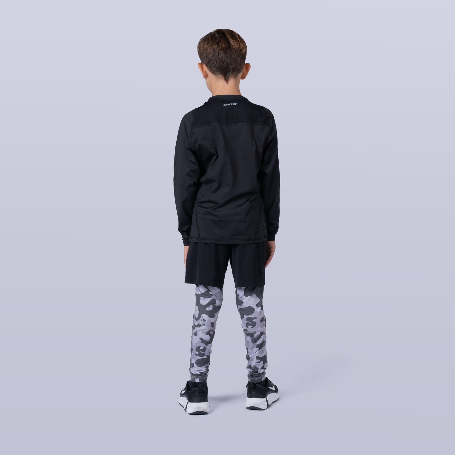 Boy's Base Leggings - Gray Camo