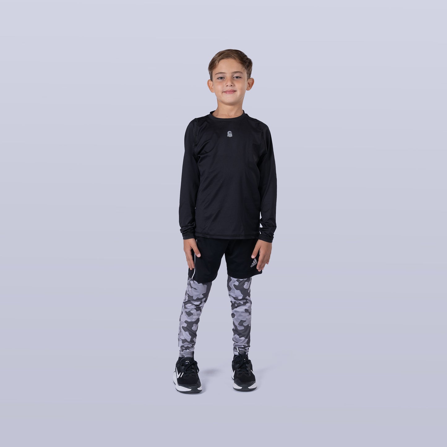 Boy's Base Leggings - Gray Camo