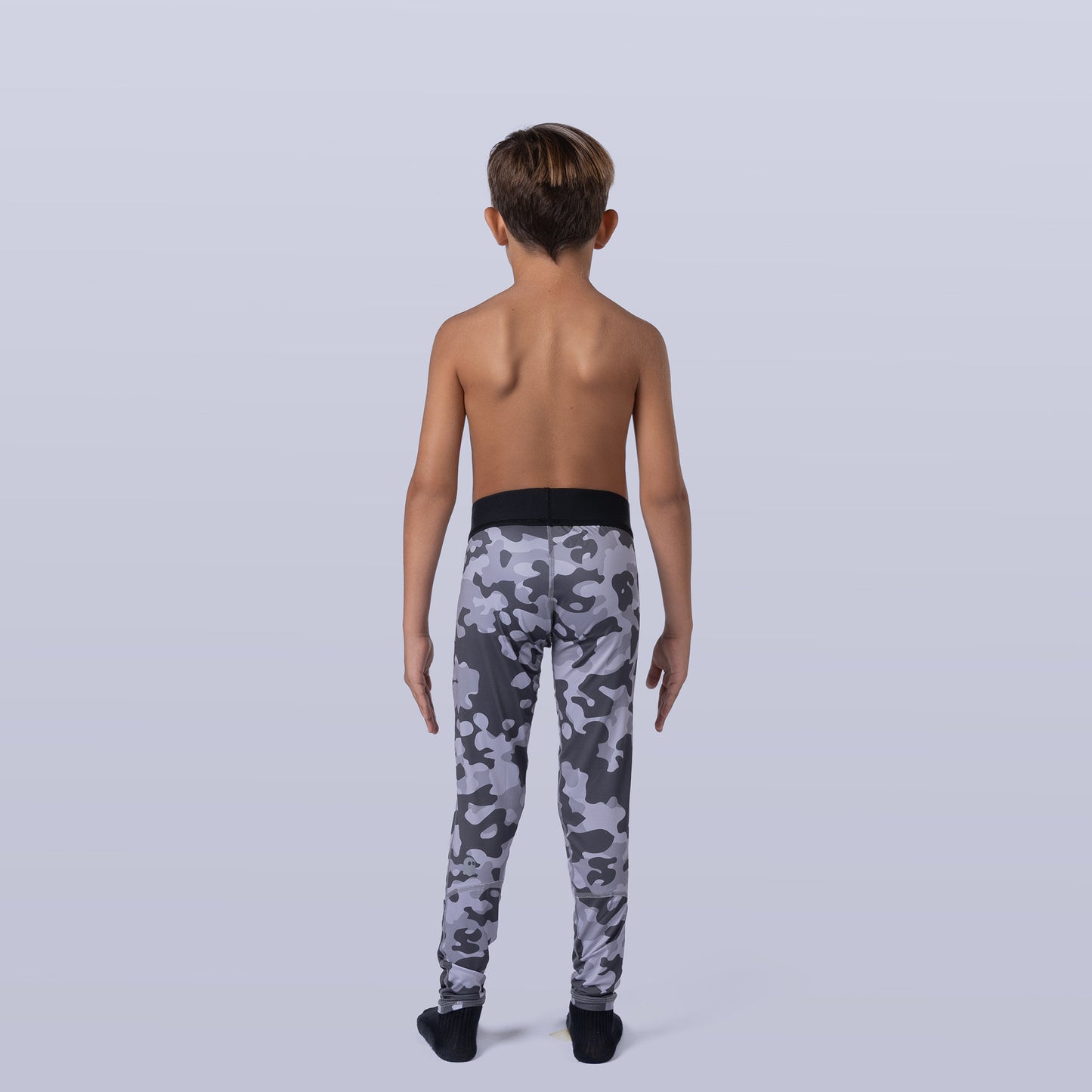 Boy's Base Leggings - Gray Camo