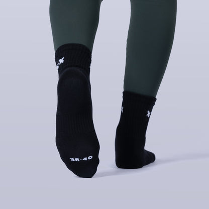 Cushioned Mid-Crew Socks (4 Pairs) - Black