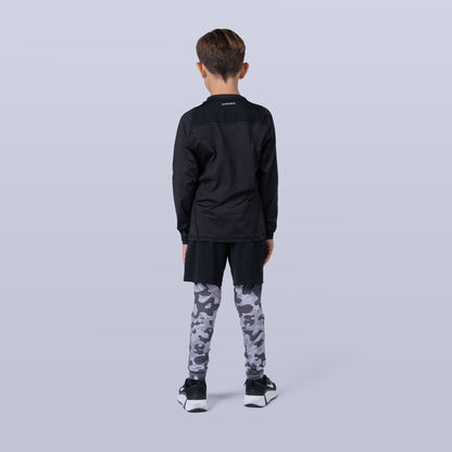 Boy's Base Leggings - Gray Camo