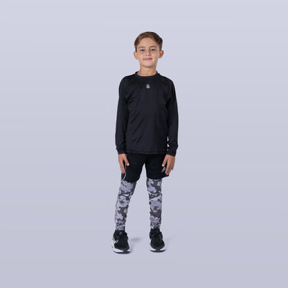 Boy's Base Leggings - Gray Camo