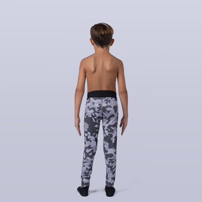 Boy's Base Leggings - Gray Camo