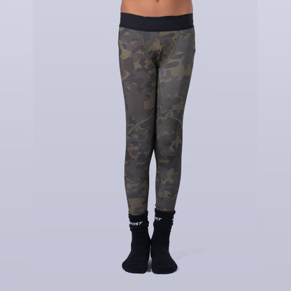 Boy's Base Leggings - Olive Camo