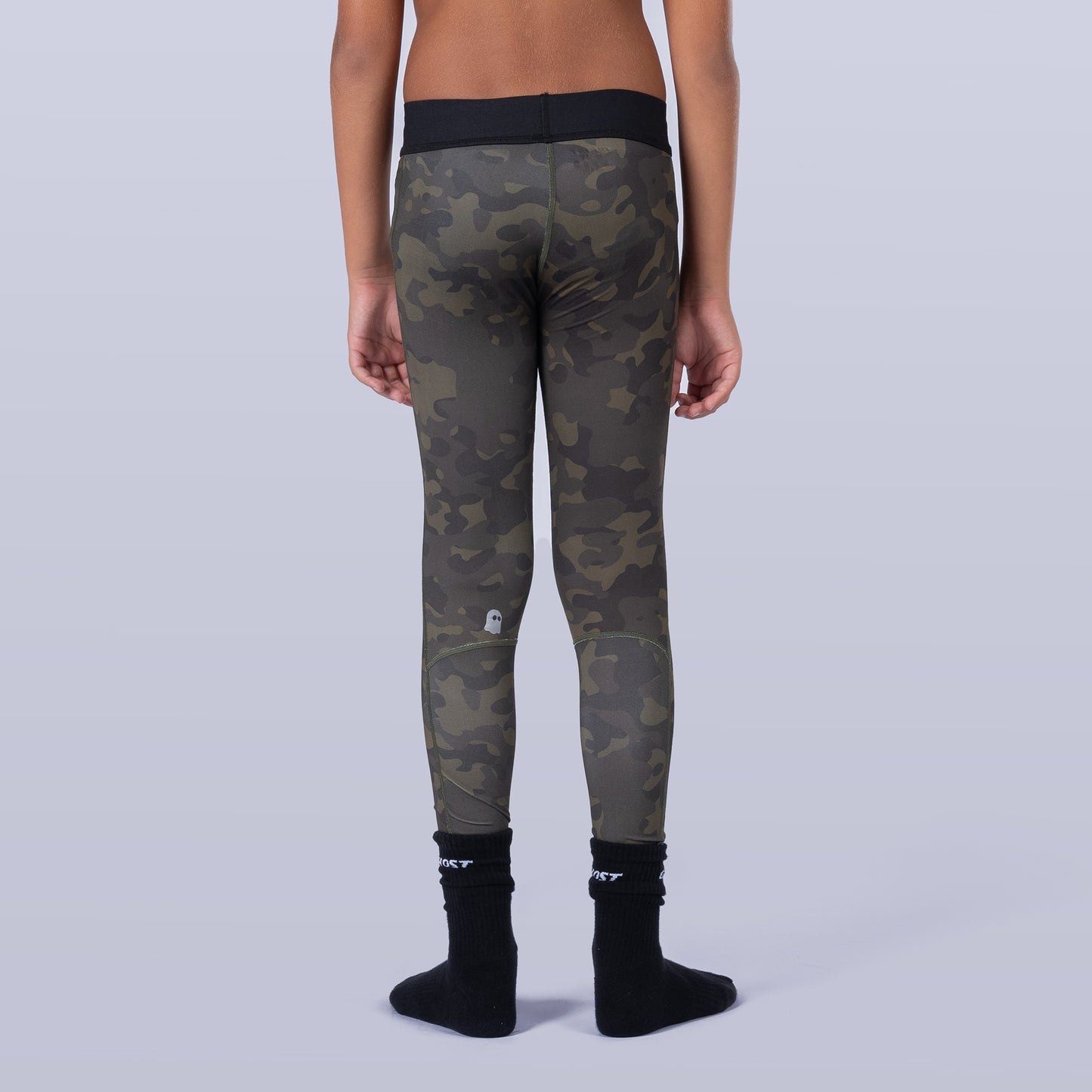 Boy's Base Leggings - Olive Camo