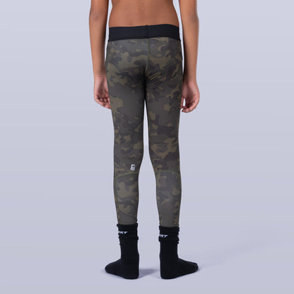 Boy's Base Leggings - Olive Camo