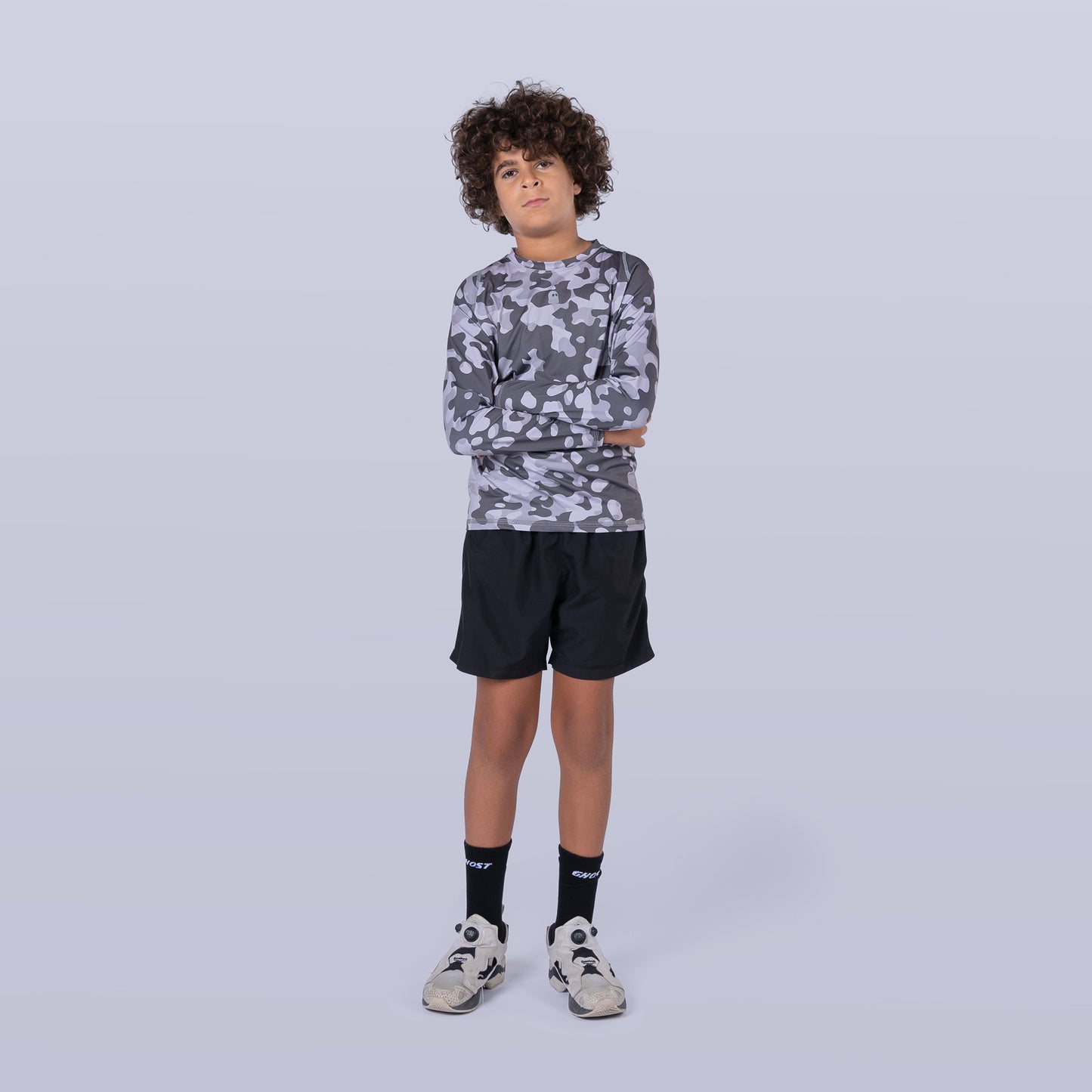 Unisex Long Sleeve Base Tee - Gray Camo